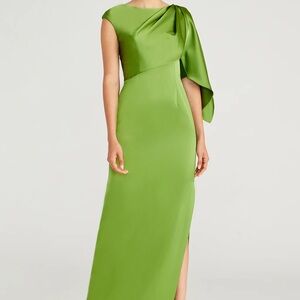 Tilly satin draped column gown